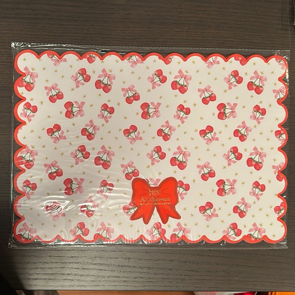 Cherry Bow Paper Placemats 30 Count NWT - Picture 1 of 5